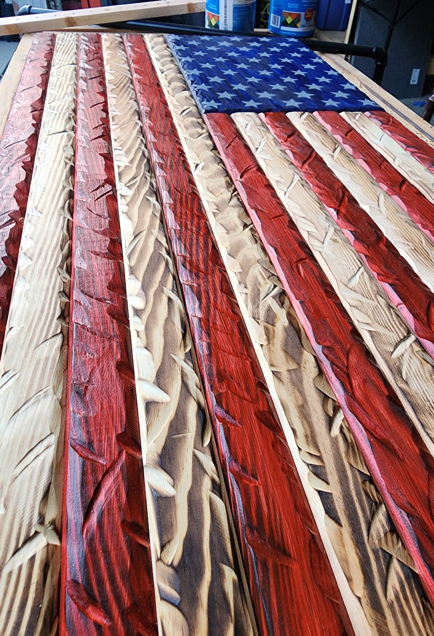 Rustic Distressed USA Flag 37 x 19.5